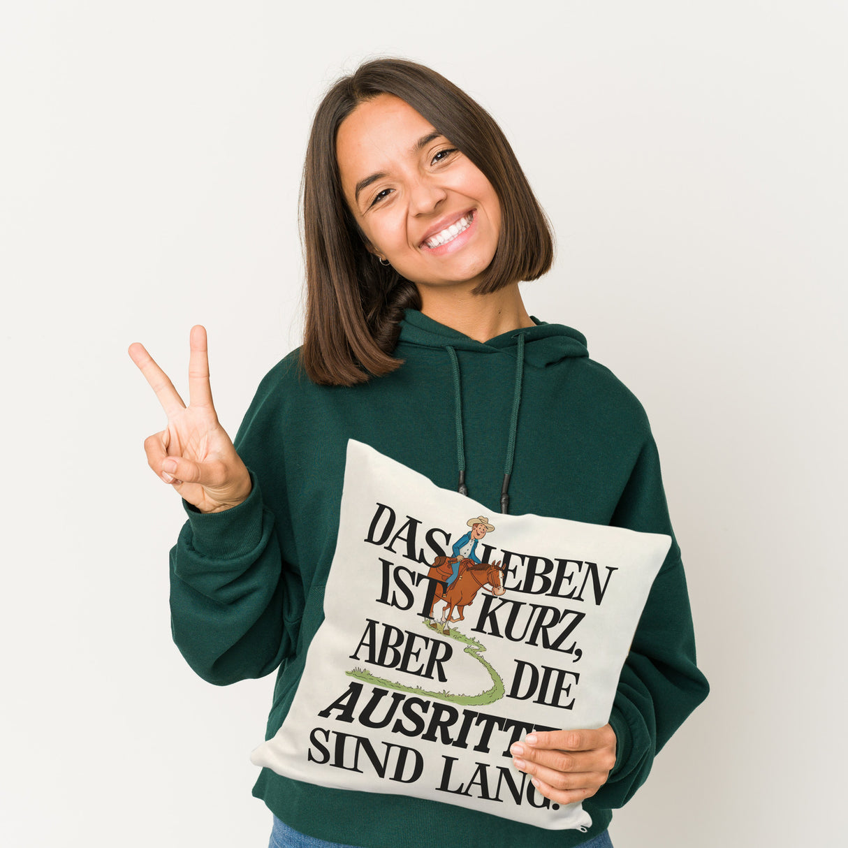 Reiter Spruch Kissen Ausritte sind lang