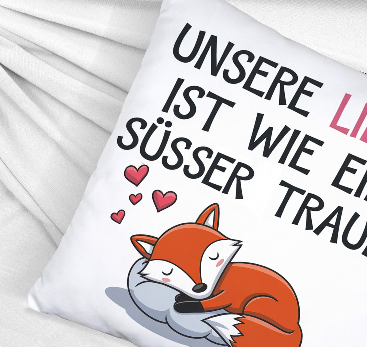 Fuchs Kissen zum Valentinstag - süsser Traum