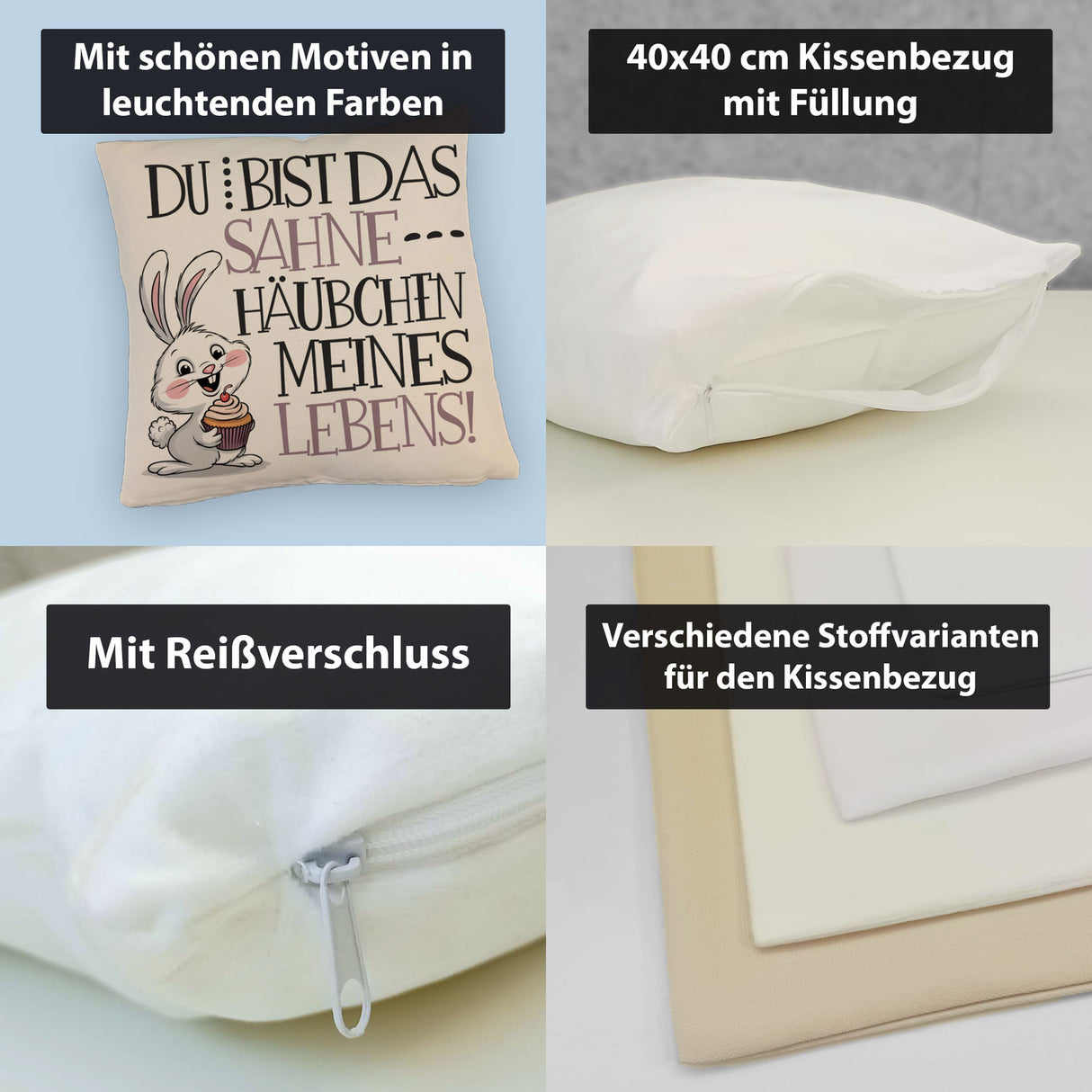 Hase Cupcake Kissen Sahnehäubchen meines Lebens