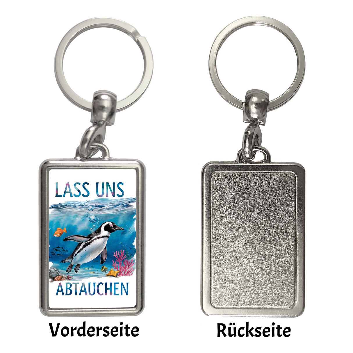 Lass uns abtauchen Pinguin Schlüsselanhänger Unterwasserszene