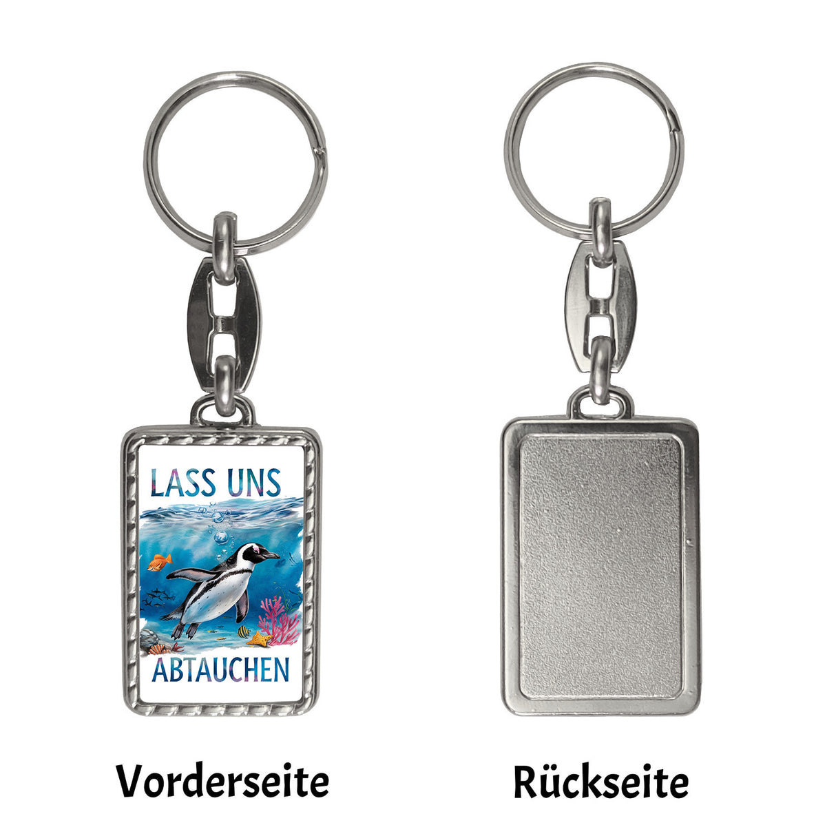 Lass uns abtauchen Pinguin Schlüsselanhänger Unterwasserszene