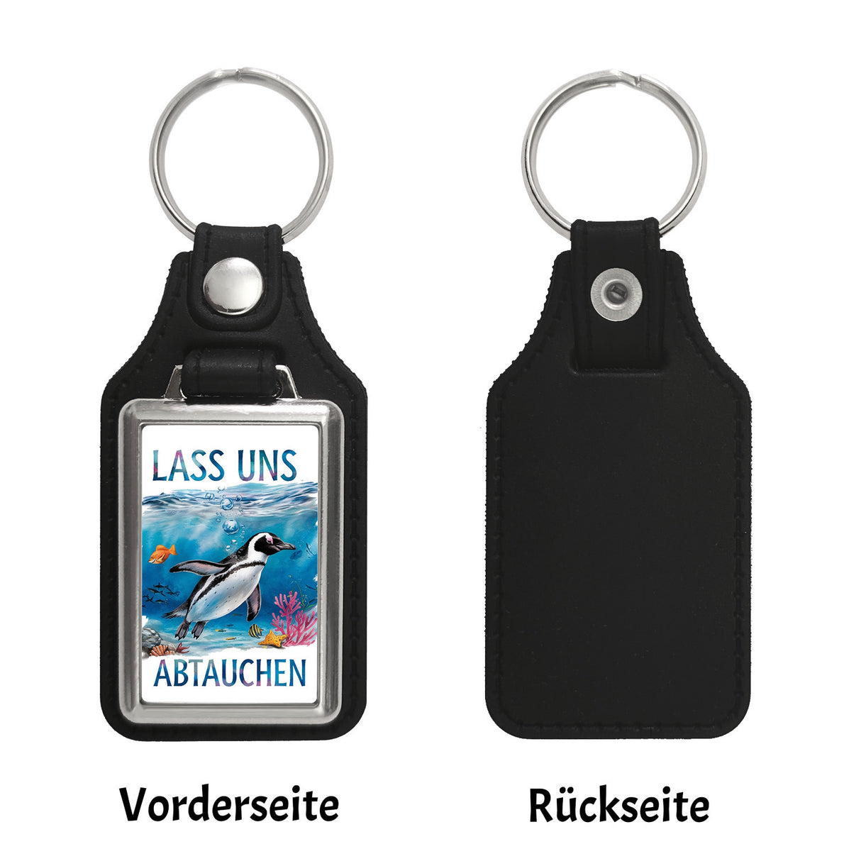 Lass uns abtauchen Pinguin Schlüsselanhänger Unterwasserszene