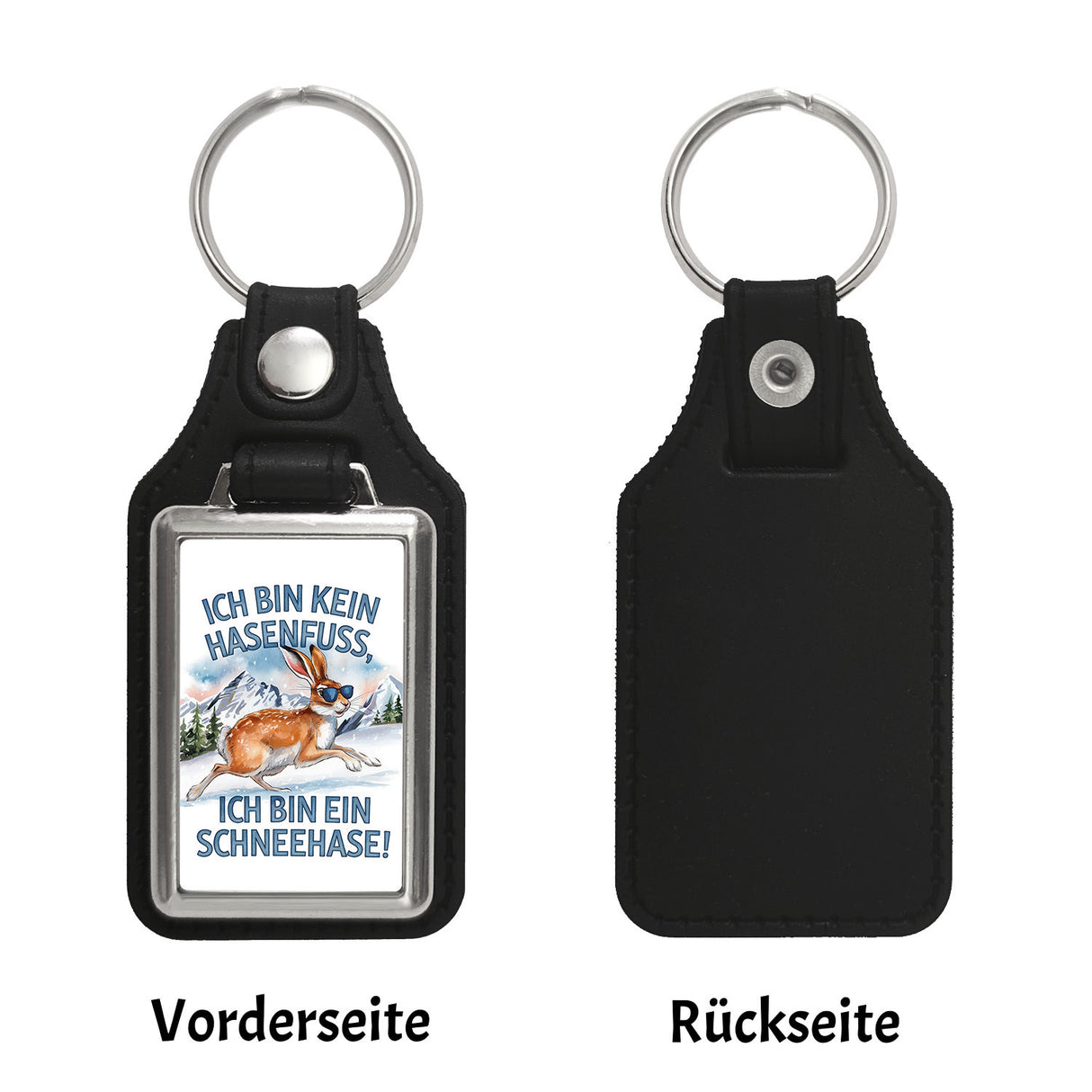 Alpenschneehase mit Sonnenbrille Schlüsselanhänger Kein Hasenfuss, Schneehase