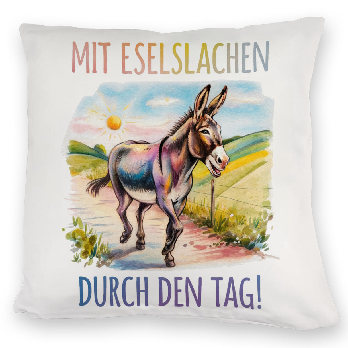 Mit Eselslachen durch den Tag Kissen
