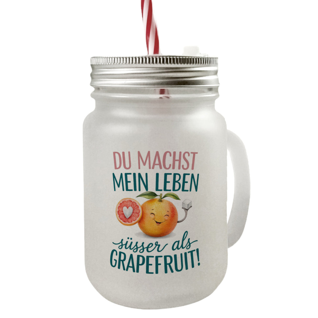 Lächelnde Grapefruit Du machst mein Leben süßer Trinkglas mit Bambusdeckel