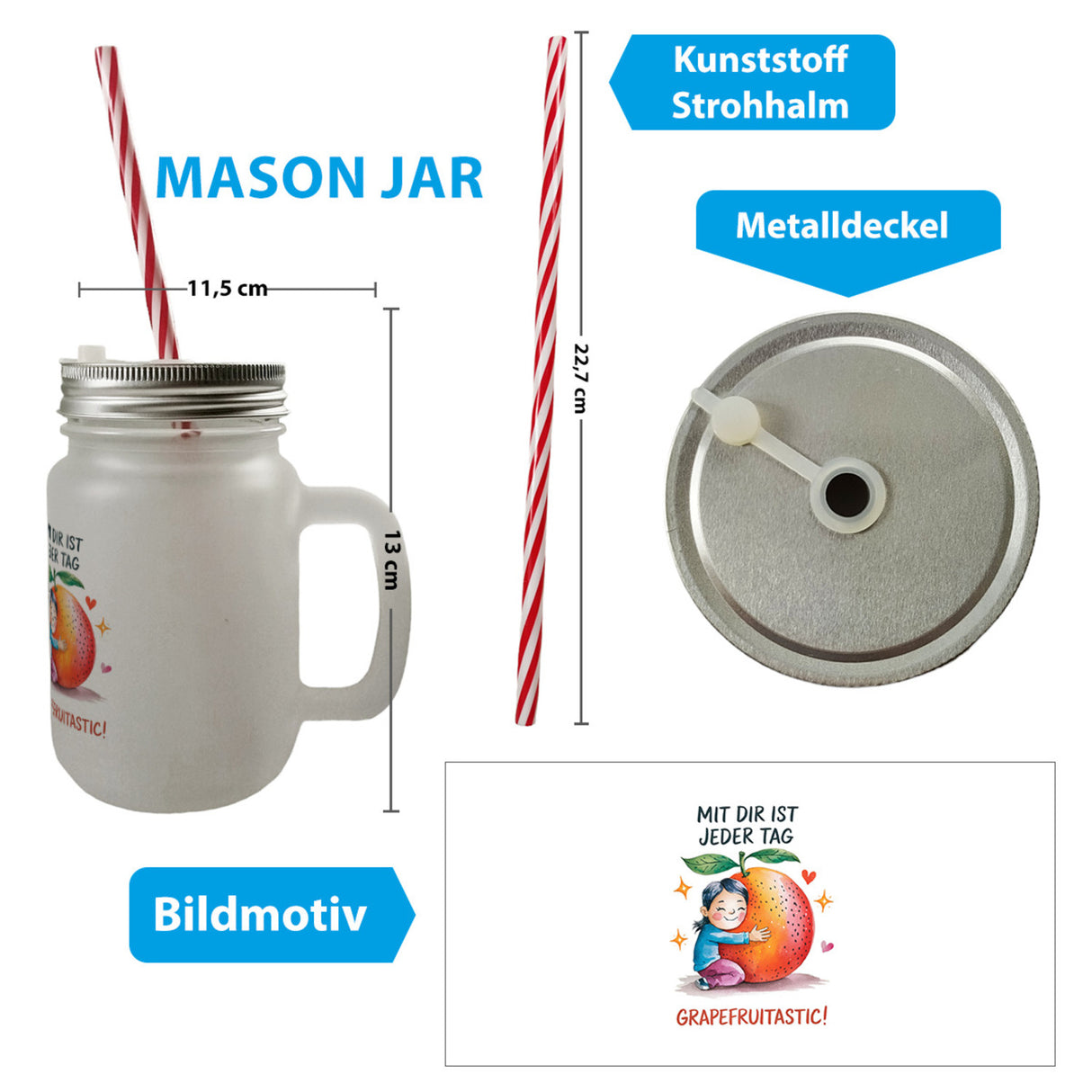 Grapefruit Umarmung Grapefruitastic Trinkglas mit Bambusdeckel