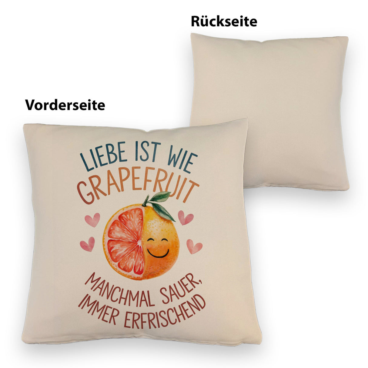 Grapefruit Kissen Liebe ist erfrischend