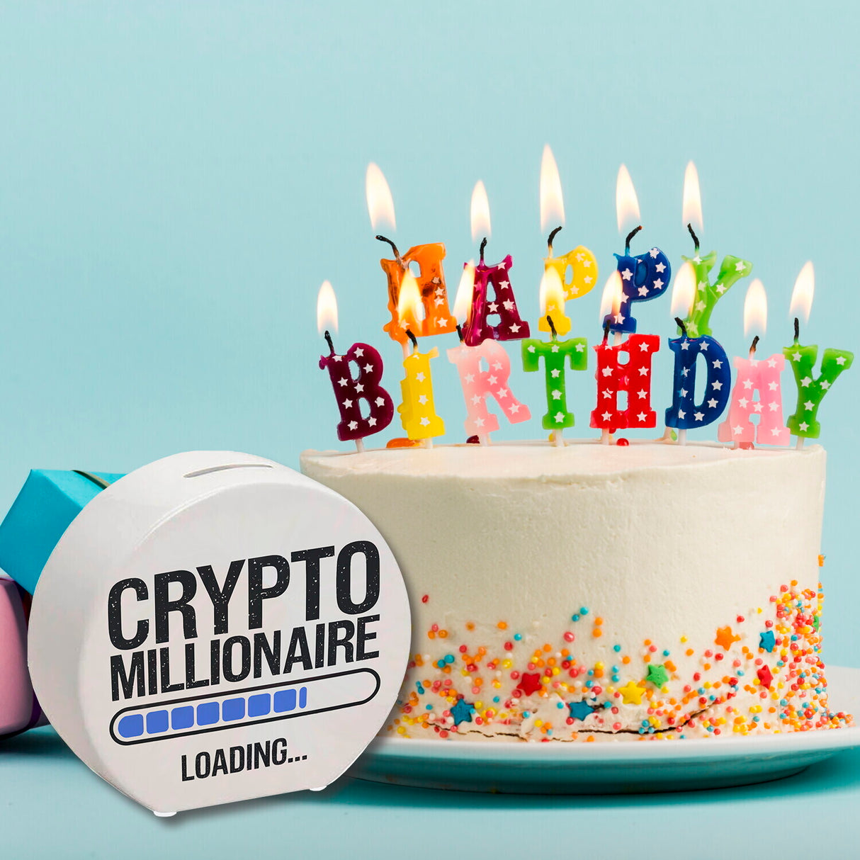 Crypto Millionaire Spardose mit Ladebalken Design