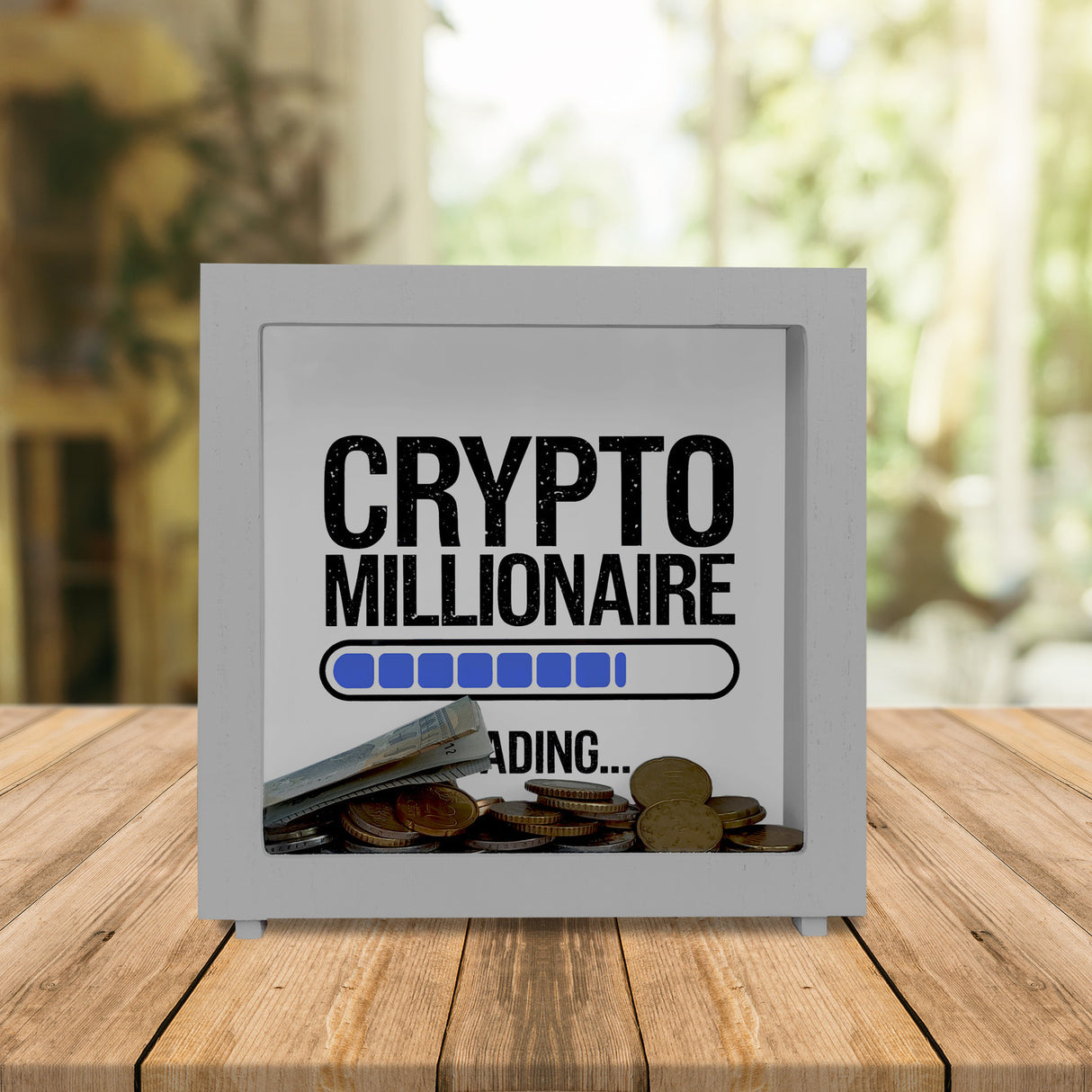 Crypto Millionaire Spardose mit Ladebalken Design