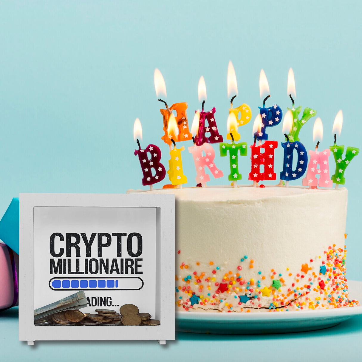 Crypto Millionaire Spardose mit Ladebalken Design