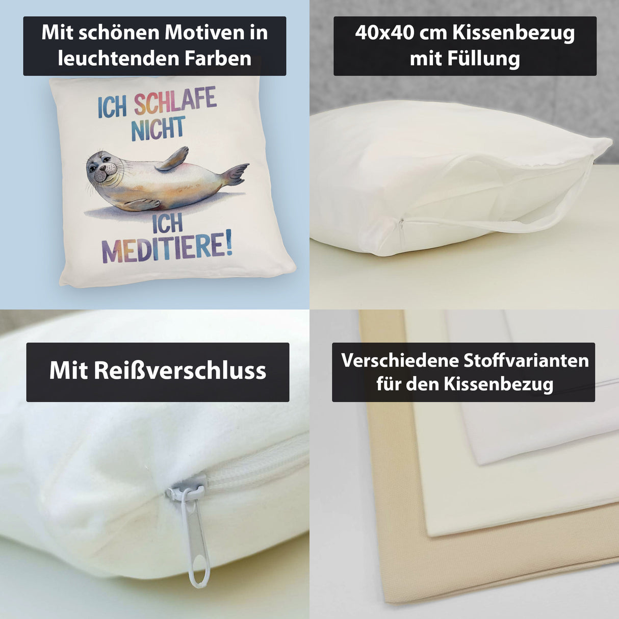 Robbe - schlafe nicht sondern meditiere Kissen