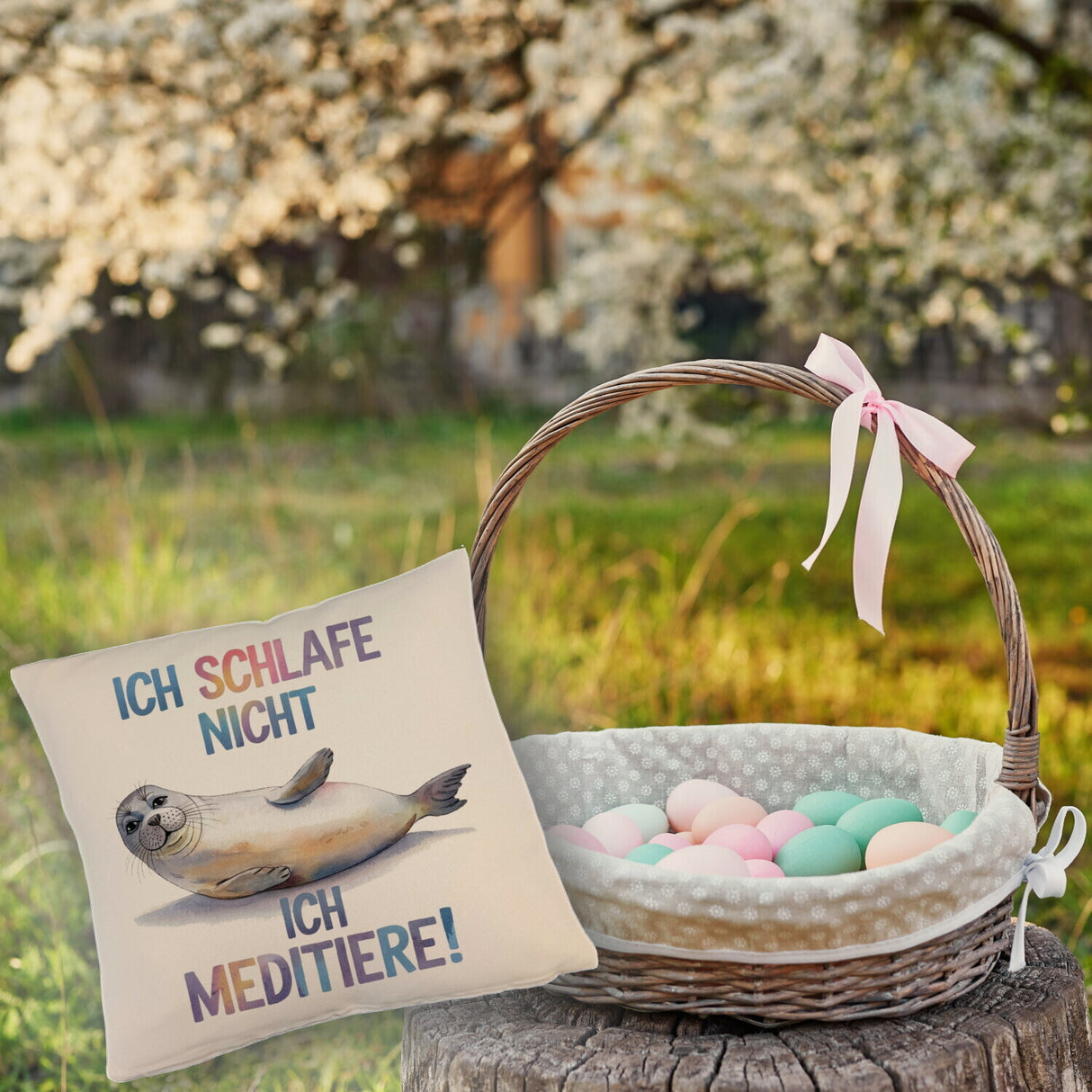 Robbe - schlafe nicht sondern meditiere Kissen