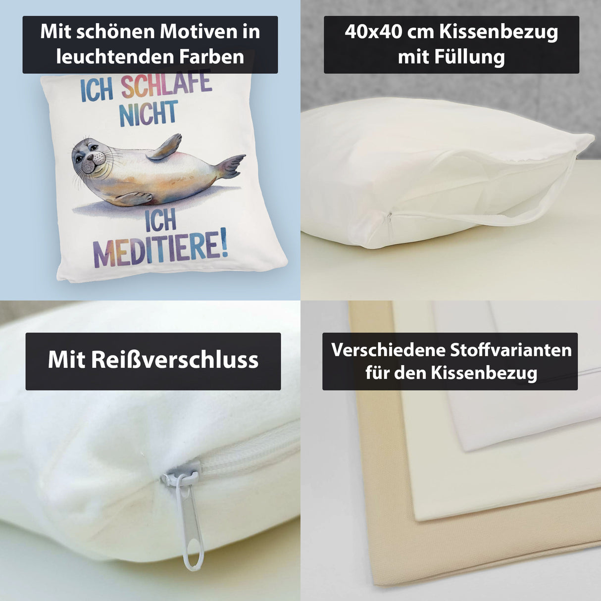 Robbe - schlafe nicht sondern meditiere Kissen
