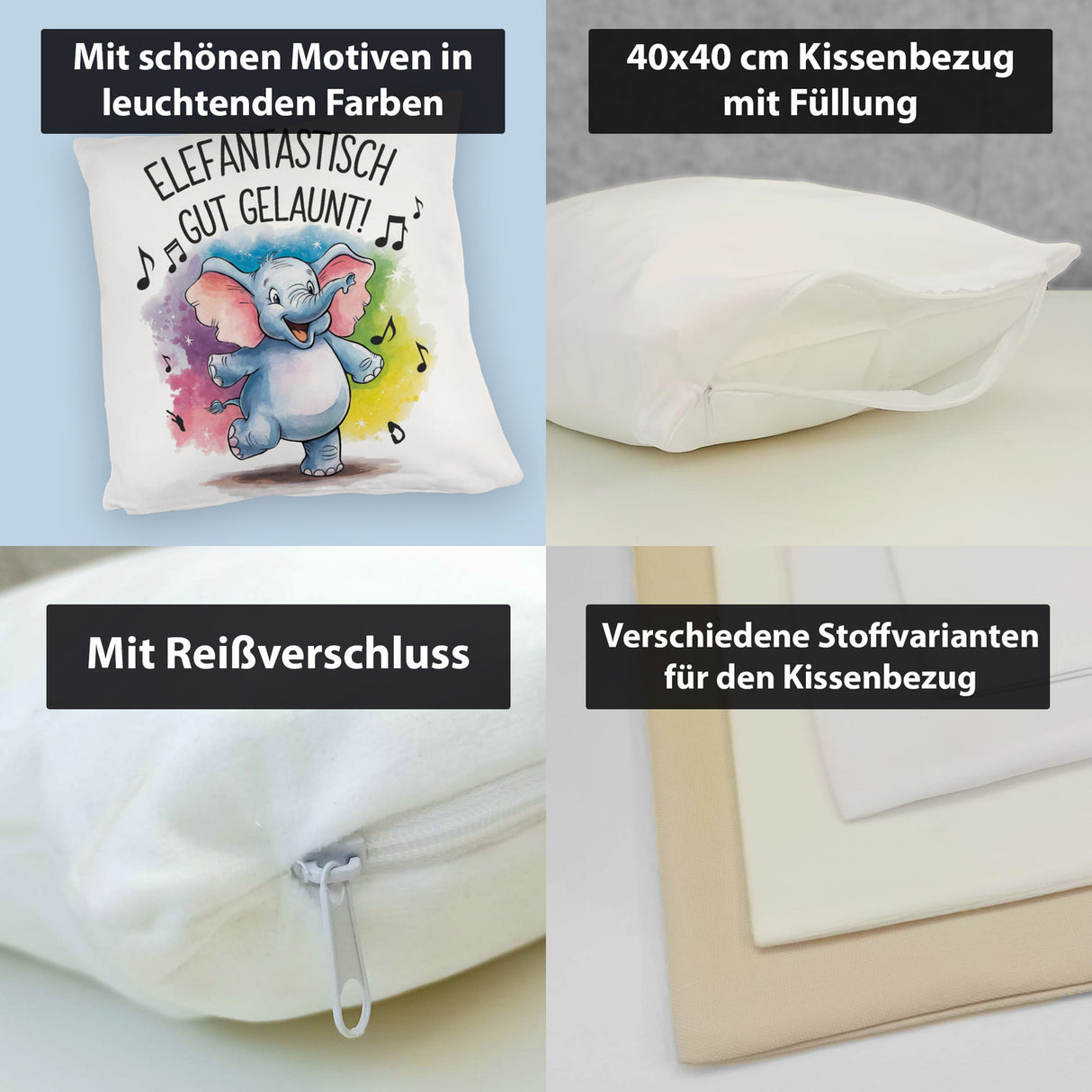 Tanzender Elefant - Elefantastisch gut gelaunt Kissen