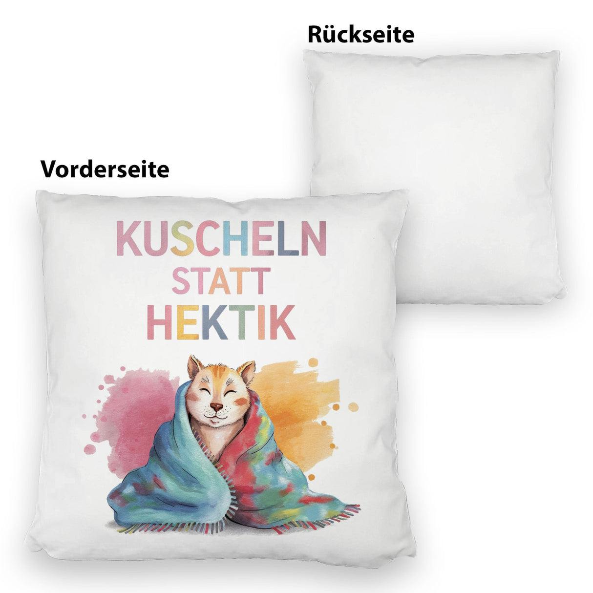 Kuscheln statt Hektik Kissen mit Puma in Decke