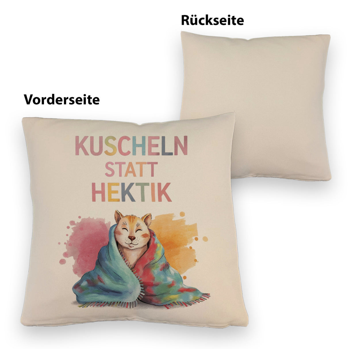 Kuscheln statt Hektik Kissen mit Puma in Decke