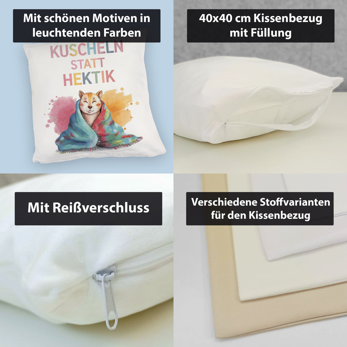 Kuscheln statt Hektik Kissen mit Puma in Decke
