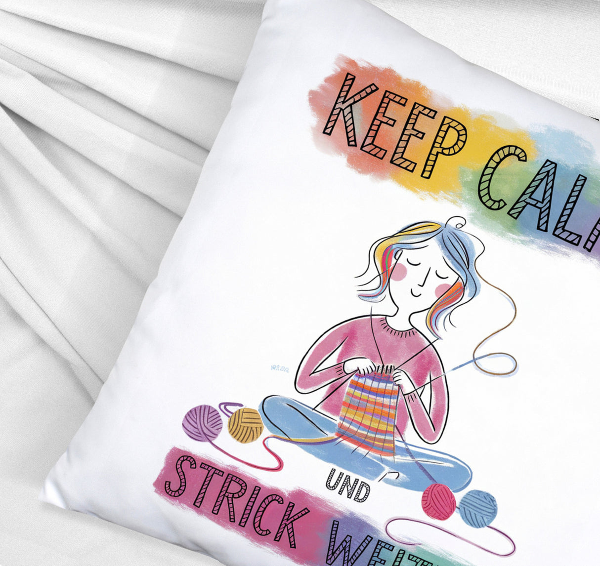 Keep calm und strick weiter Kissen