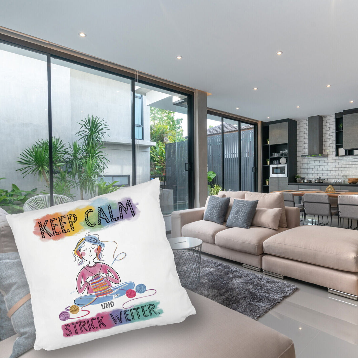 Keep calm und strick weiter Kissen