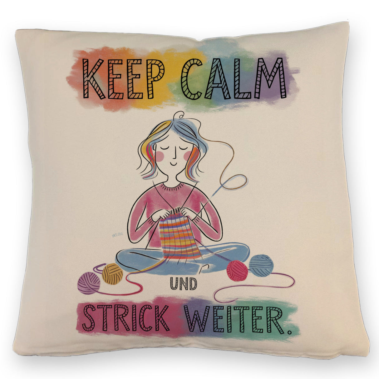 Keep calm und strick weiter Kissen