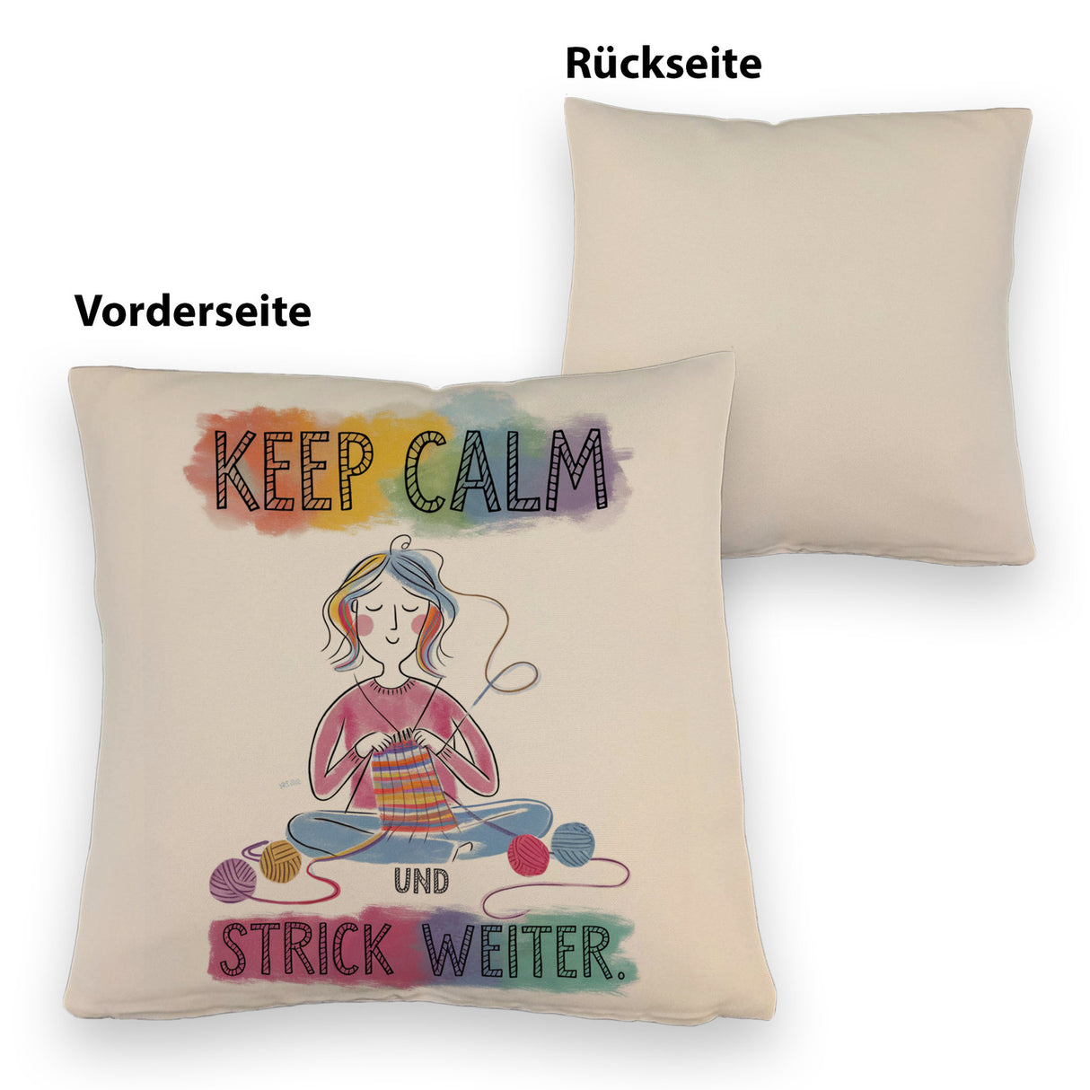 Keep calm und strick weiter Kissen