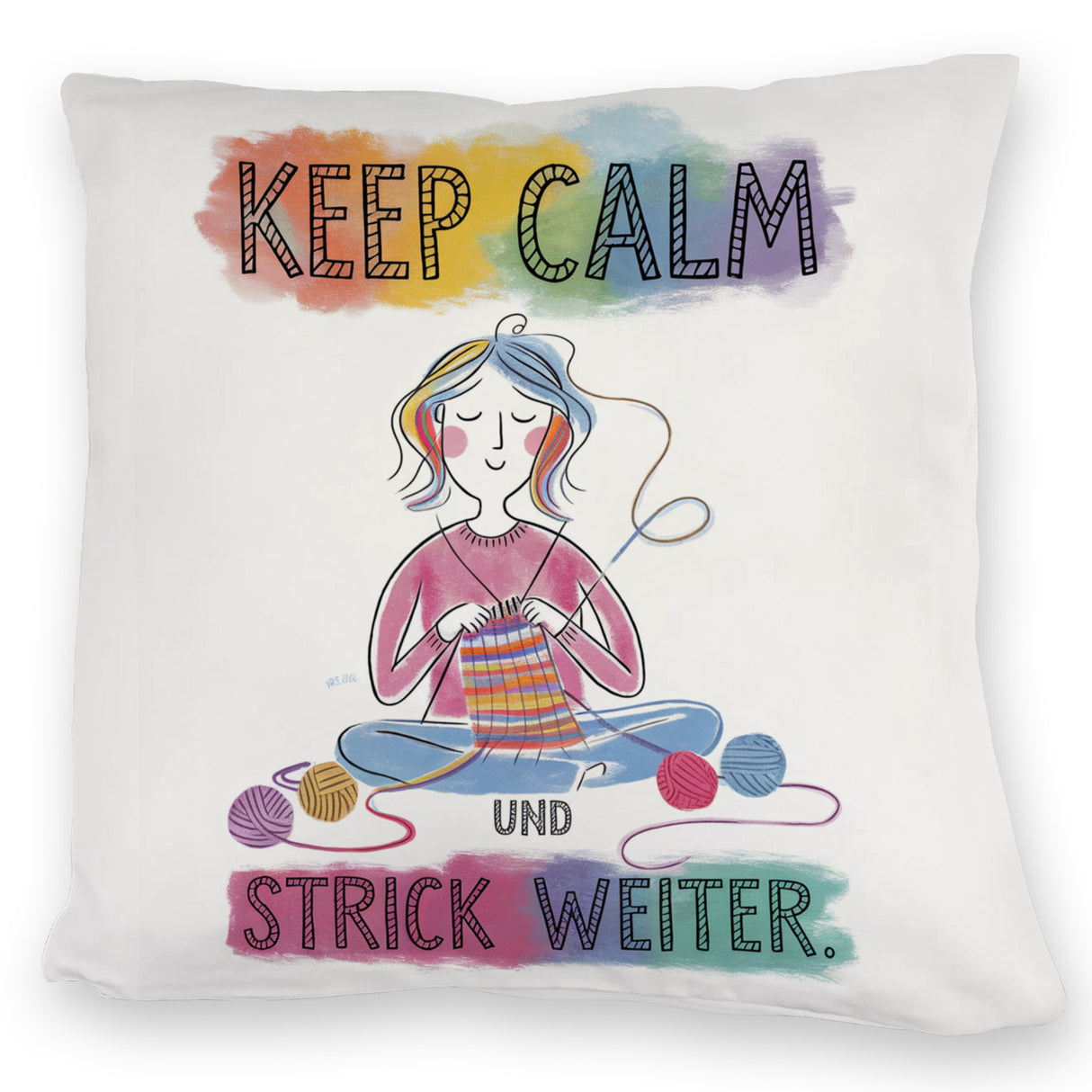 Keep calm und strick weiter Kissen