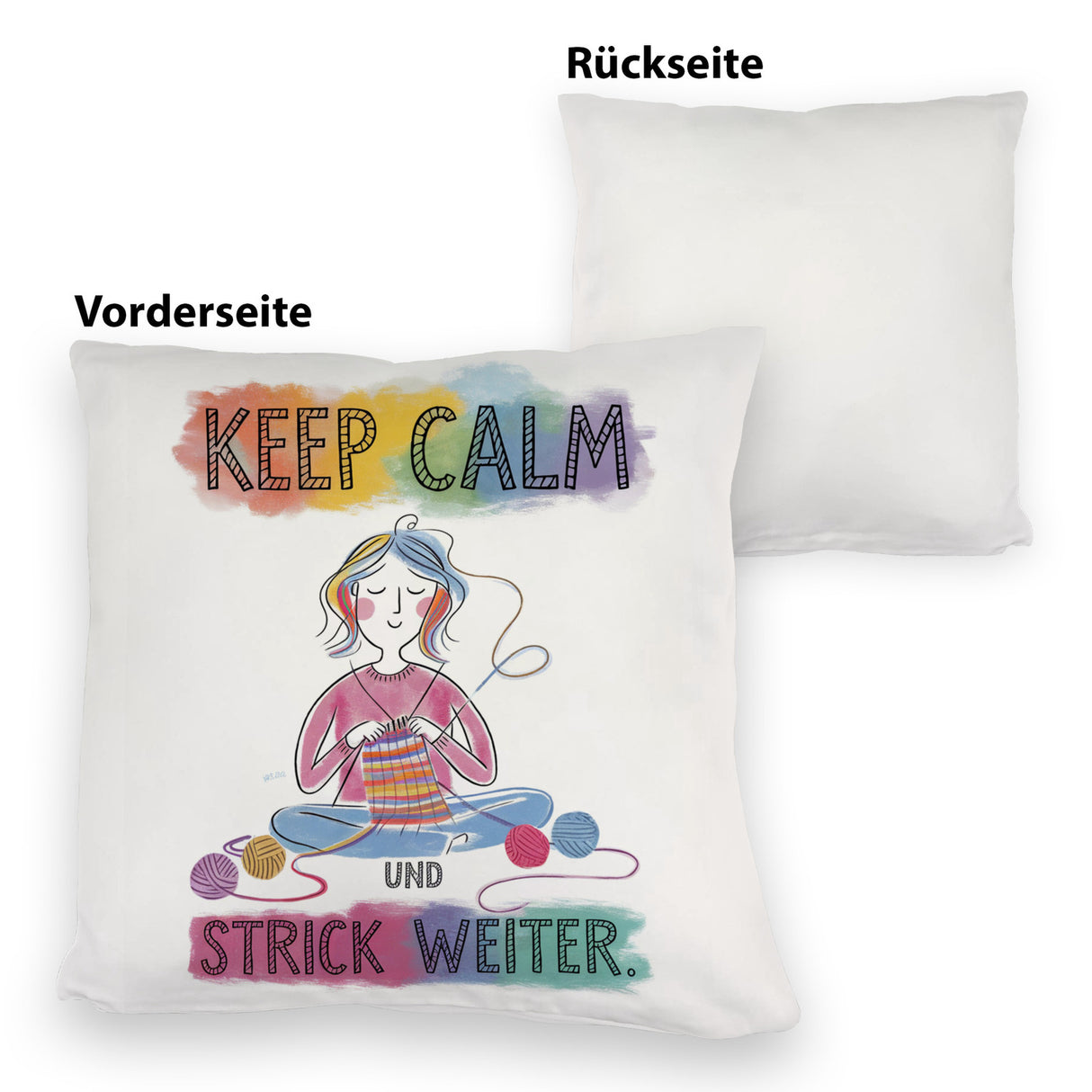 Keep calm und strick weiter Kissen