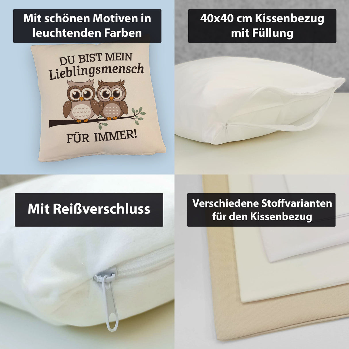 Zwei niedliche Eulen Lieblingsmensch Kissen