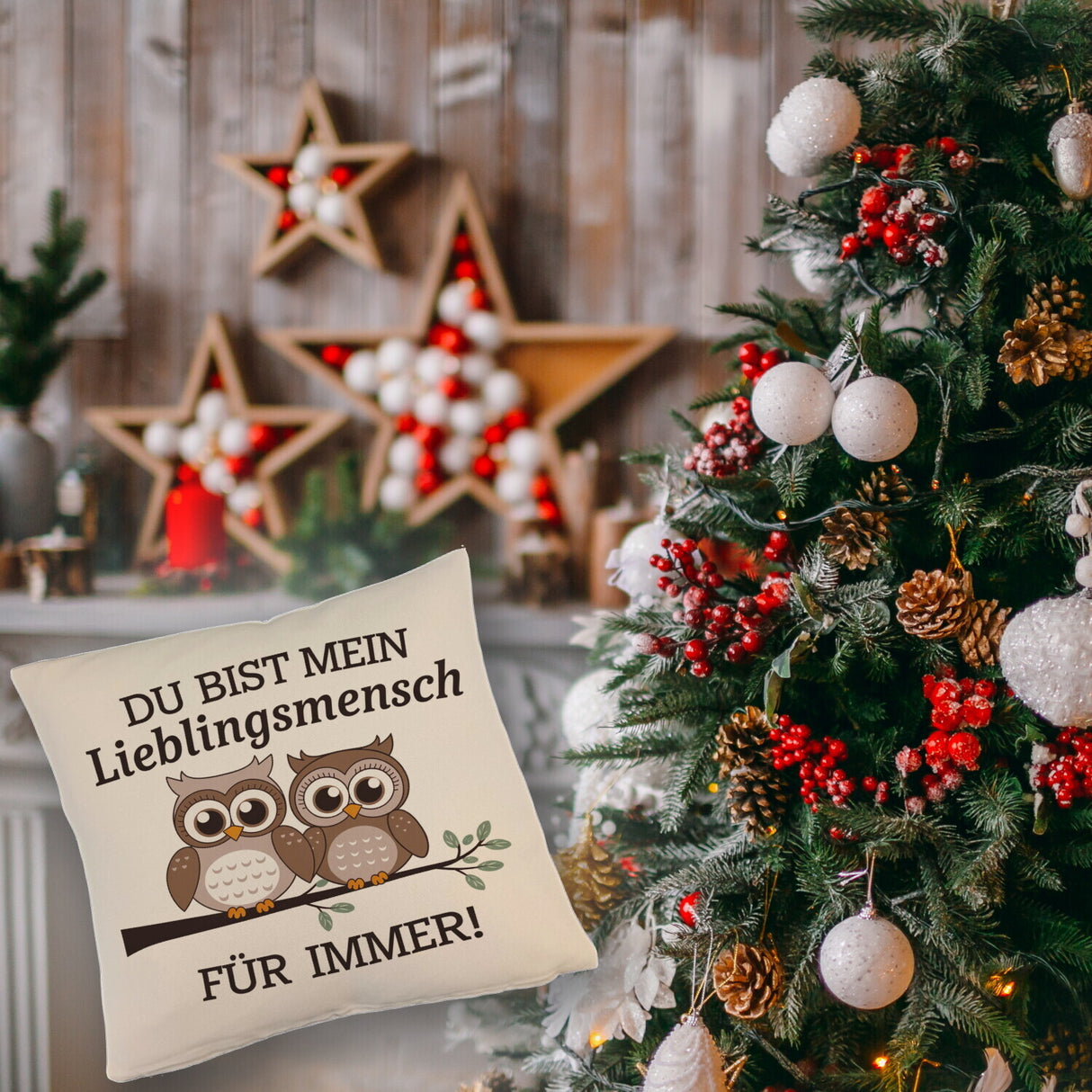 Zwei niedliche Eulen Lieblingsmensch Kissen