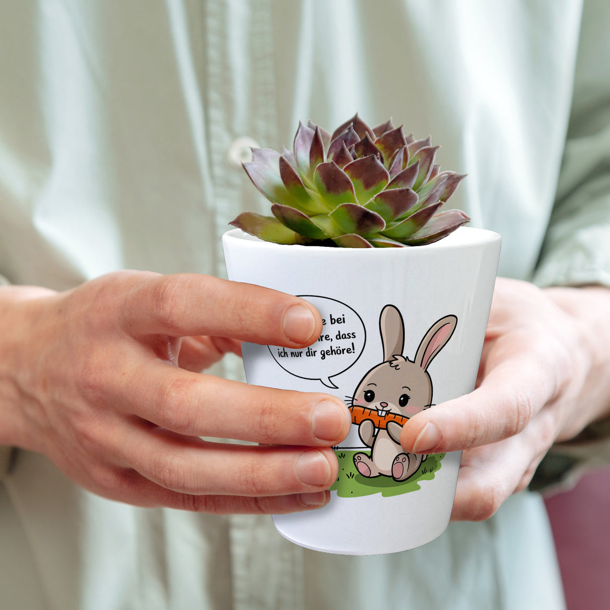 Ich gehöre dir Blumentopf mit niedlichem Hasen