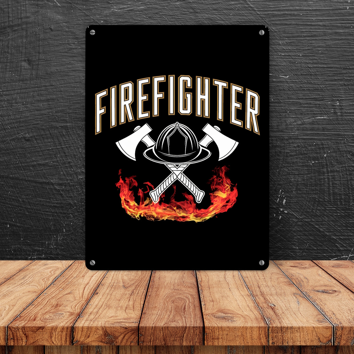 Feuerwehrhelm FIREFIGHTER Metallschild in 15x20 cm für Feuerwehrleute
