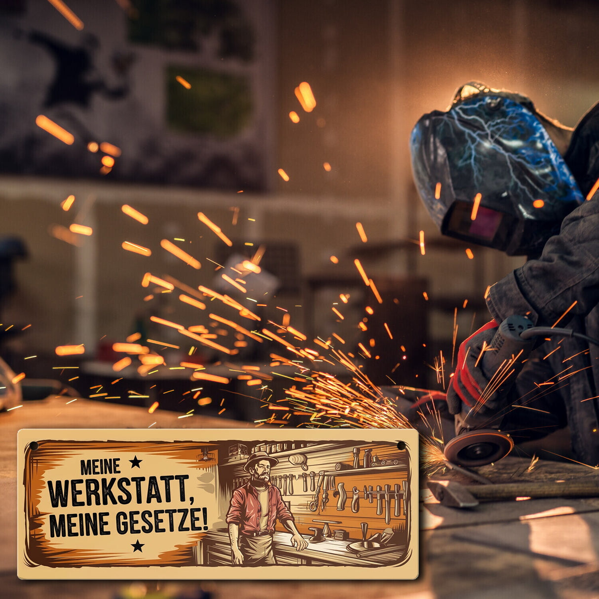 Meine Werkstatt, meine Gesetze Metallschild