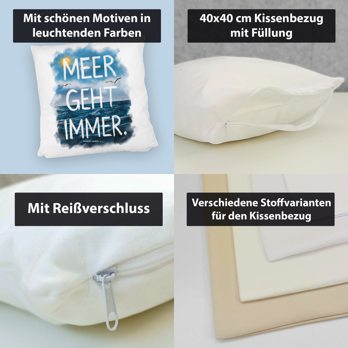 Meer geht immer Kissen Aquarell Design