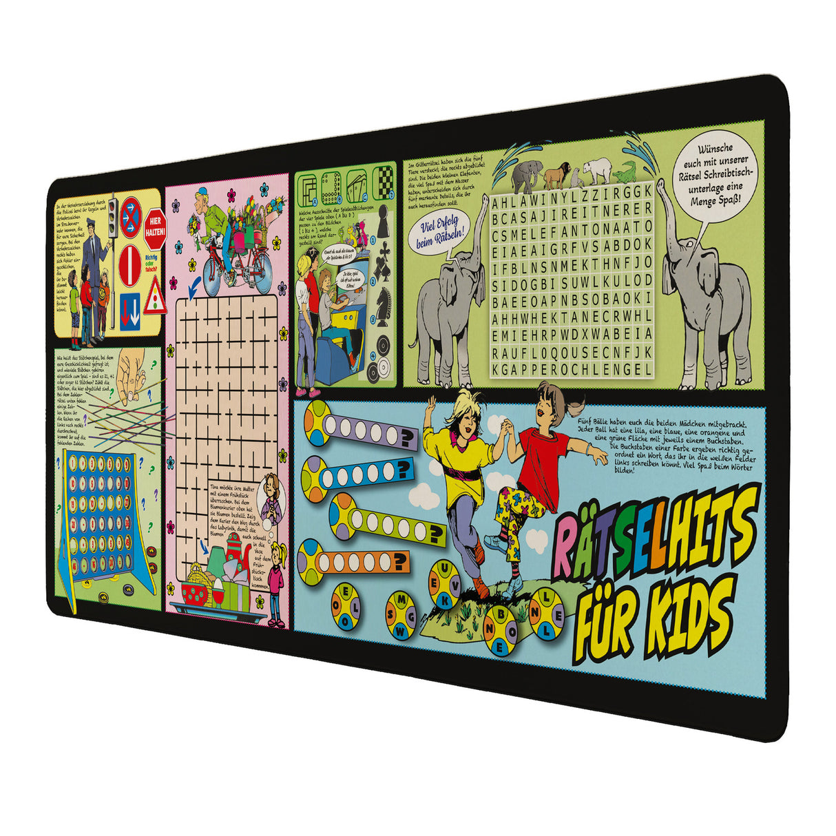 Rätselhits für Kids Schreibtischunterlage 69x31cm XXL Mauspad