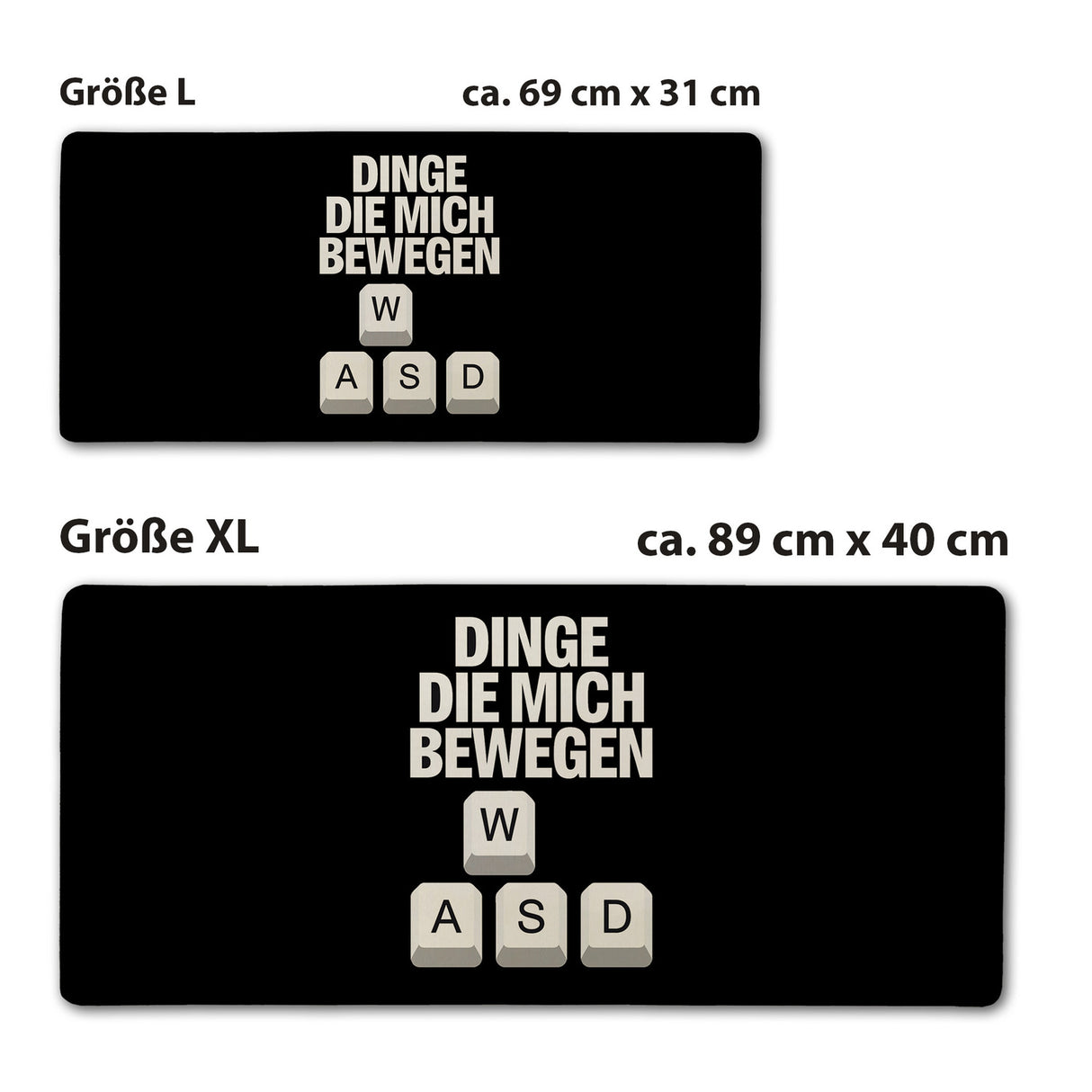 WASD Gamer Schreibtischunterlage 69x31cm XXL Mauspad - Dinge die mich bewegen