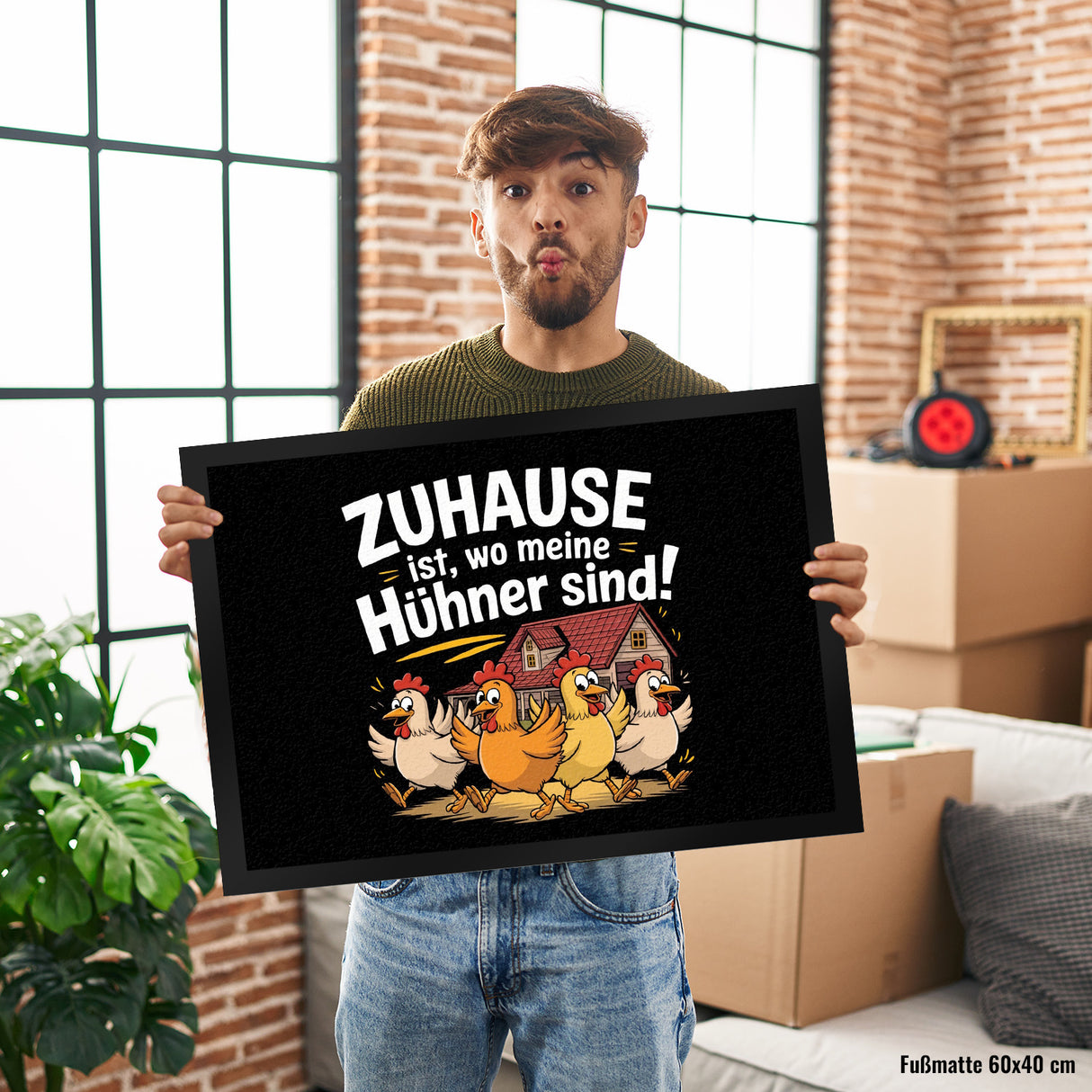 Zuhause ist, wo meine Hühner sind! Fußmatte in 35x50 cm