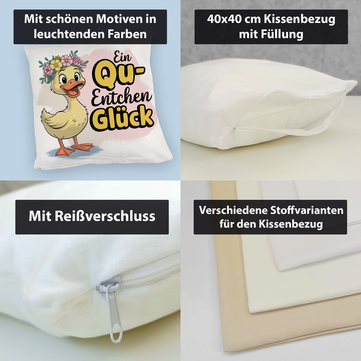 Gelbe Ente Kissen - Ein Qu-ENTCHEN Glück