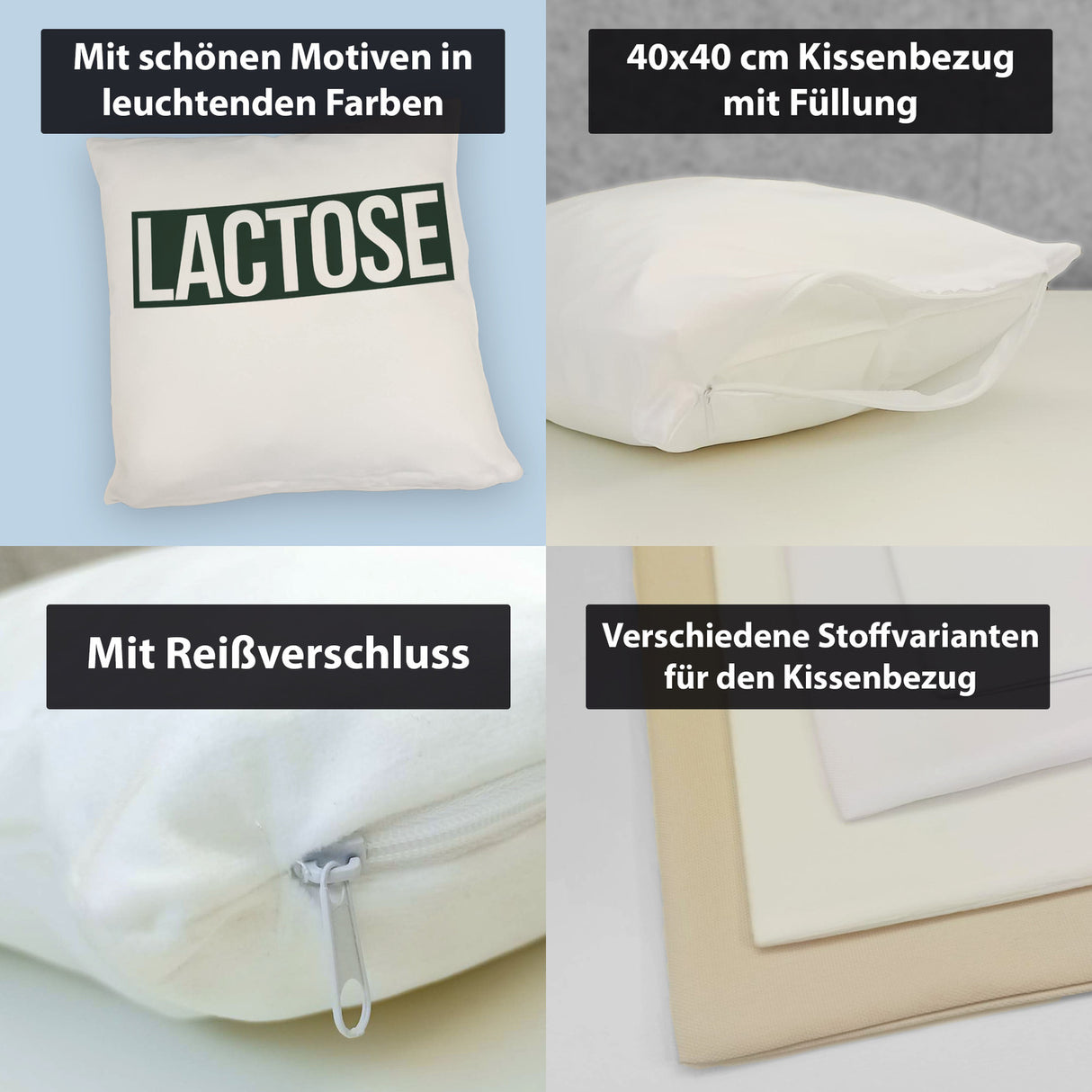 Krokodil LACTOSE Kissen für Menschen mit Humor