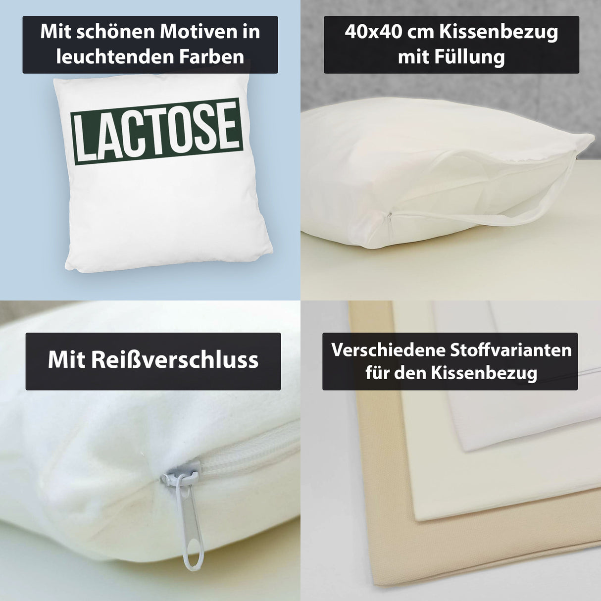Krokodil LACTOSE Kissen für Menschen mit Humor