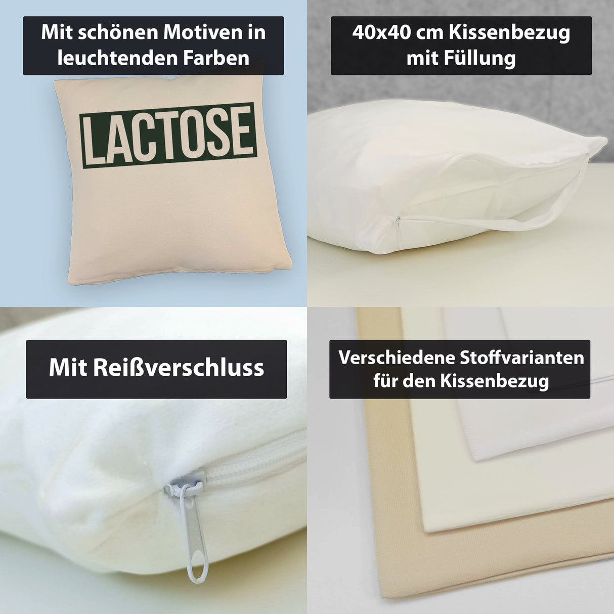 Krokodil LACTOSE Kissen für Menschen mit Humor