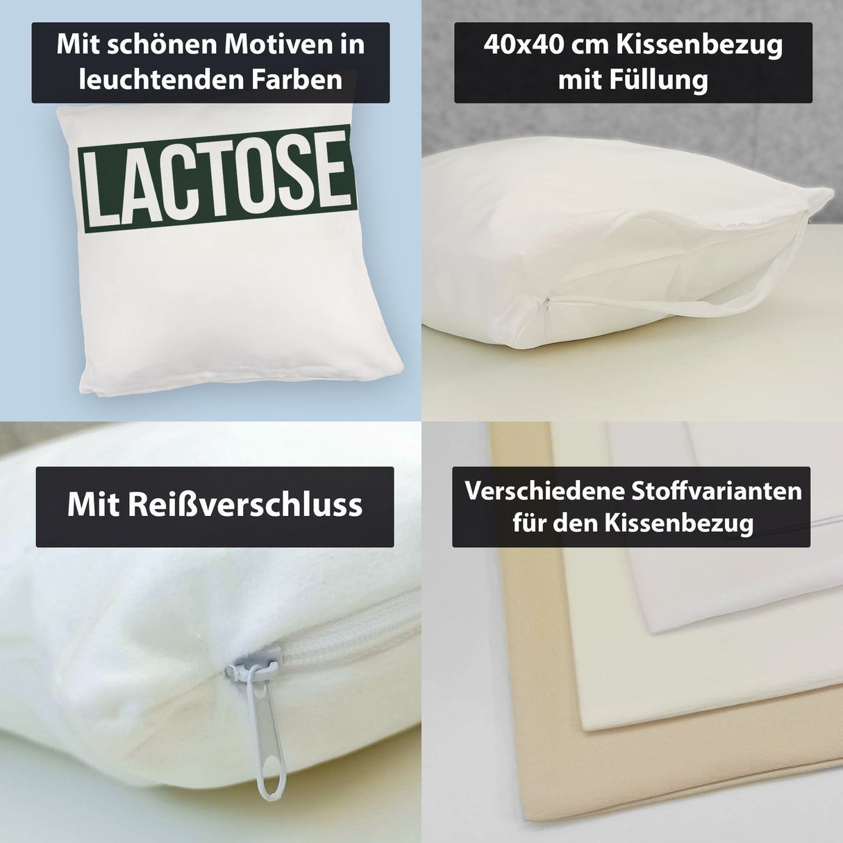 Krokodil LACTOSE Kissen für Menschen mit Humor