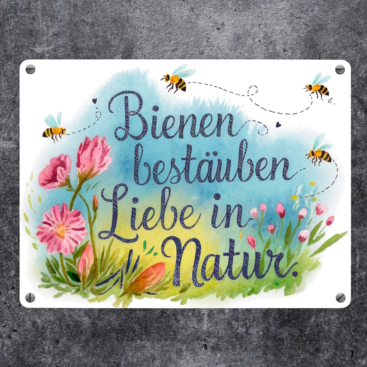 Bienen bestäuben Liebe in die Natur Metallschild in 15x20 cm