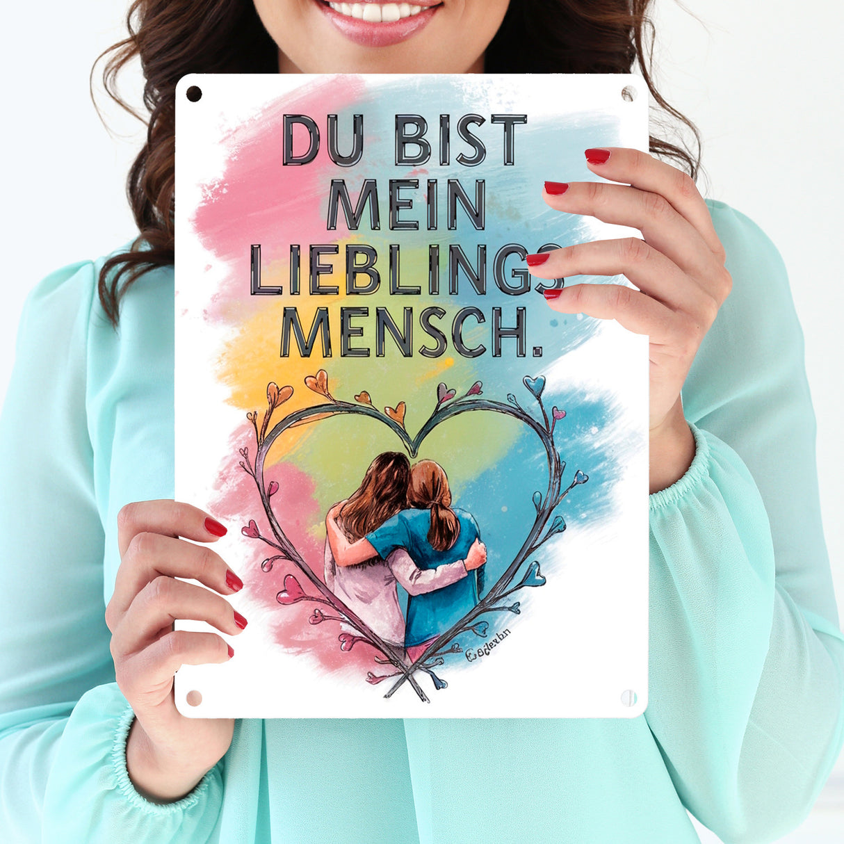 Bist mein Lieblingsmensch Metallschild in 15x20 cm - Zwei Freundinnen
