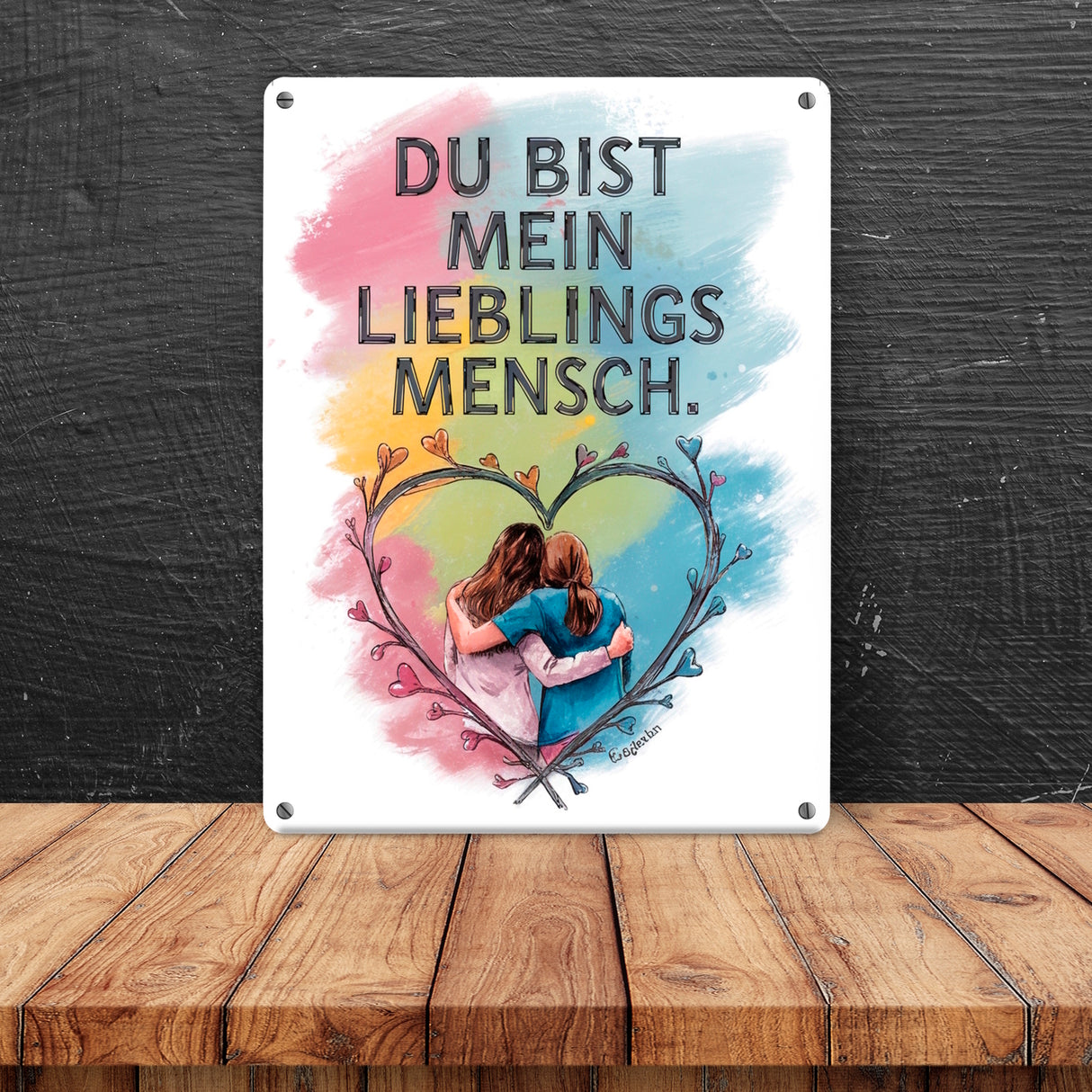 Bist mein Lieblingsmensch Metallschild in 15x20 cm - Zwei Freundinnen