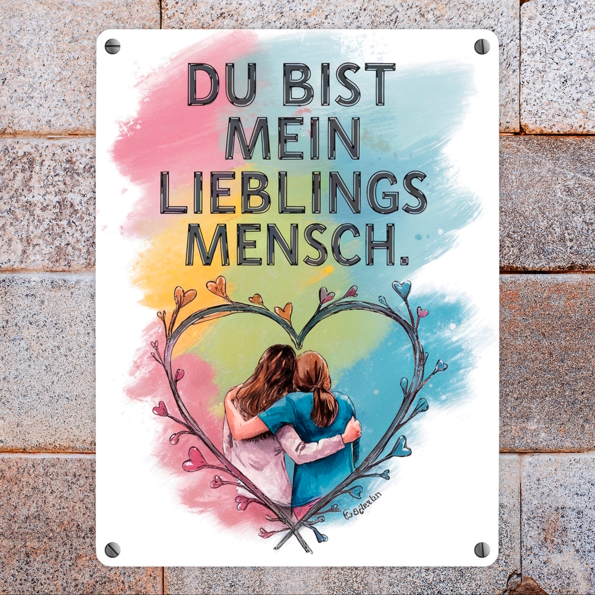 Bist mein Lieblingsmensch Metallschild in 15x20 cm - Zwei Freundinnen