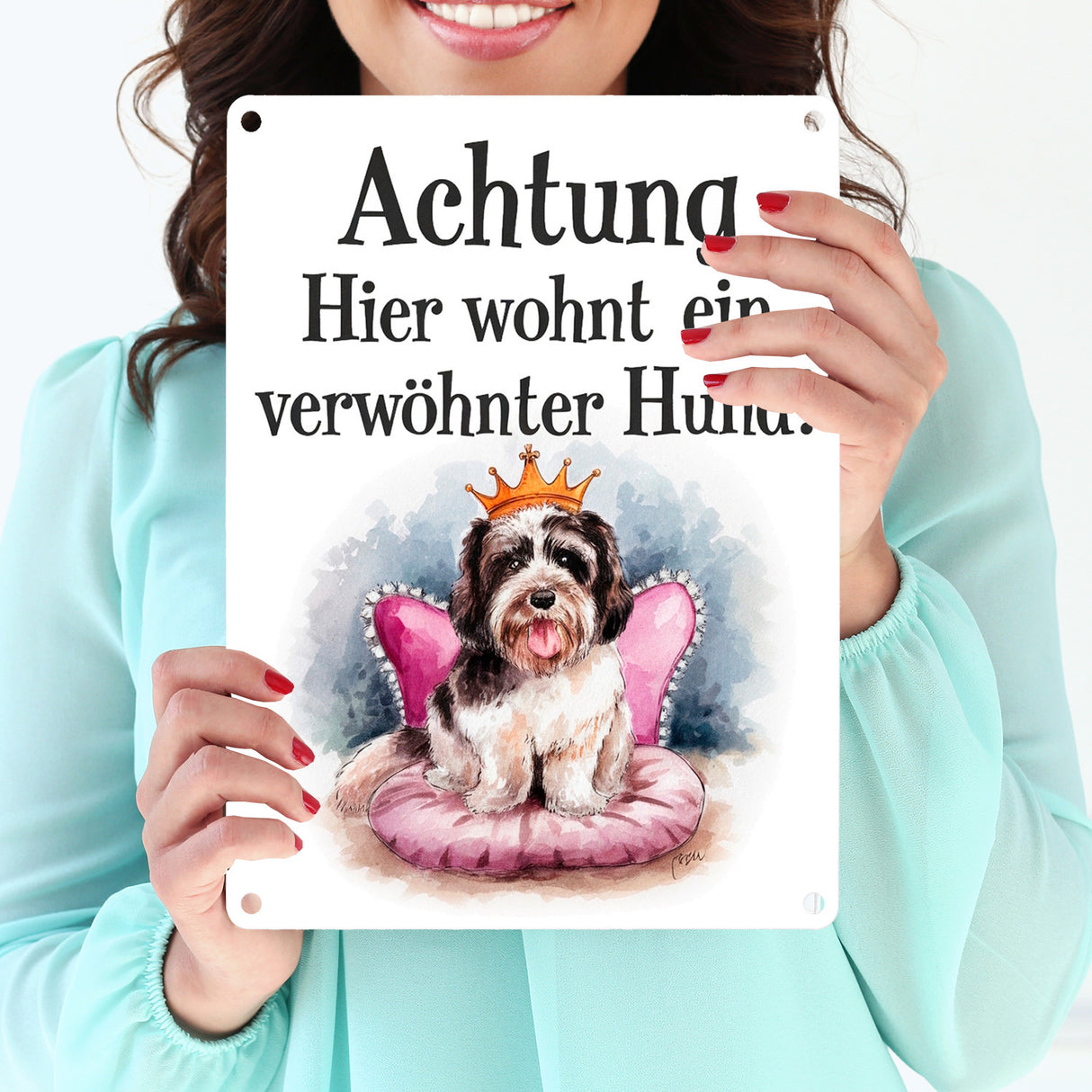 Achtung - verwöhnter Hund Metallschild in 15x20 cm