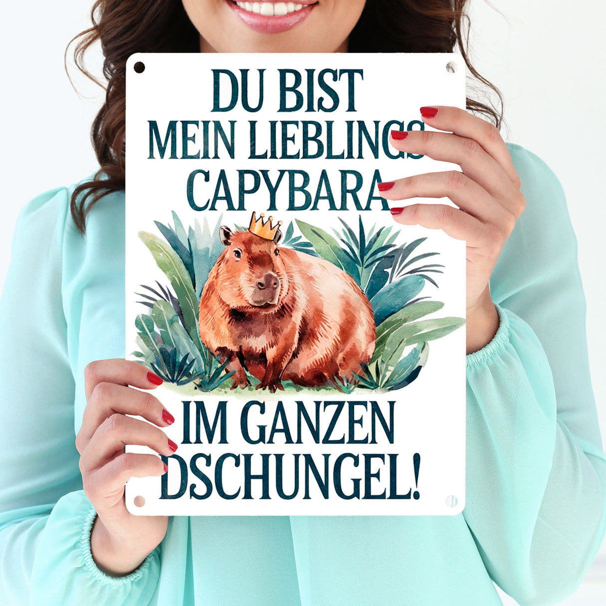 Lieblings Capybara Metallschild in 15x20 cm - Capybara mit Krone