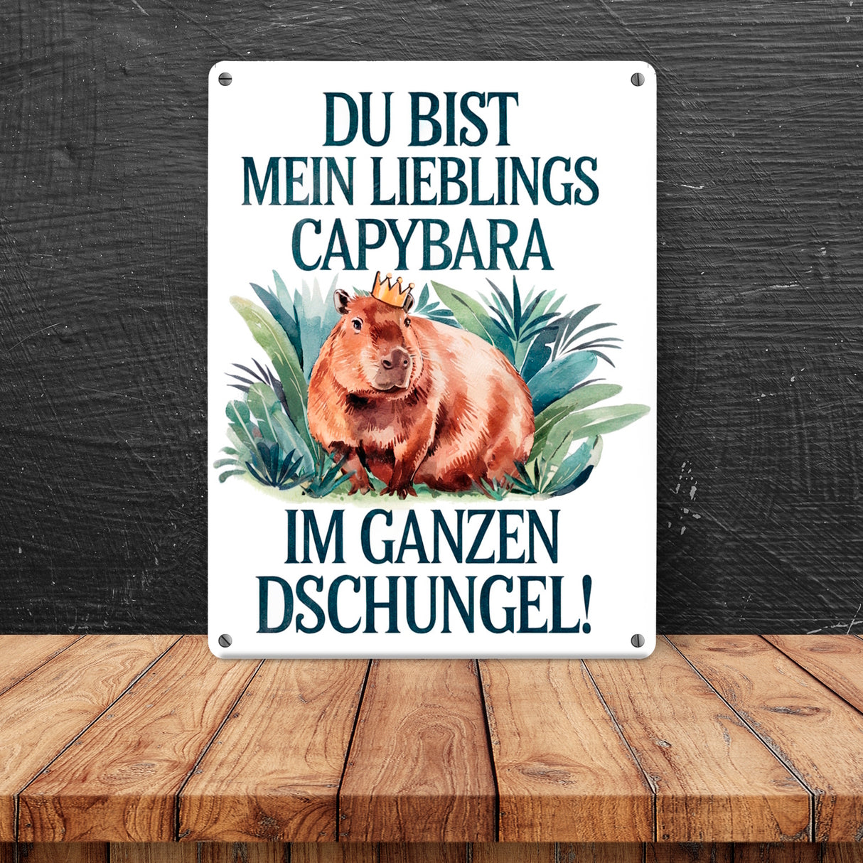 Lieblings Capybara Metallschild in 15x20 cm - Capybara mit Krone