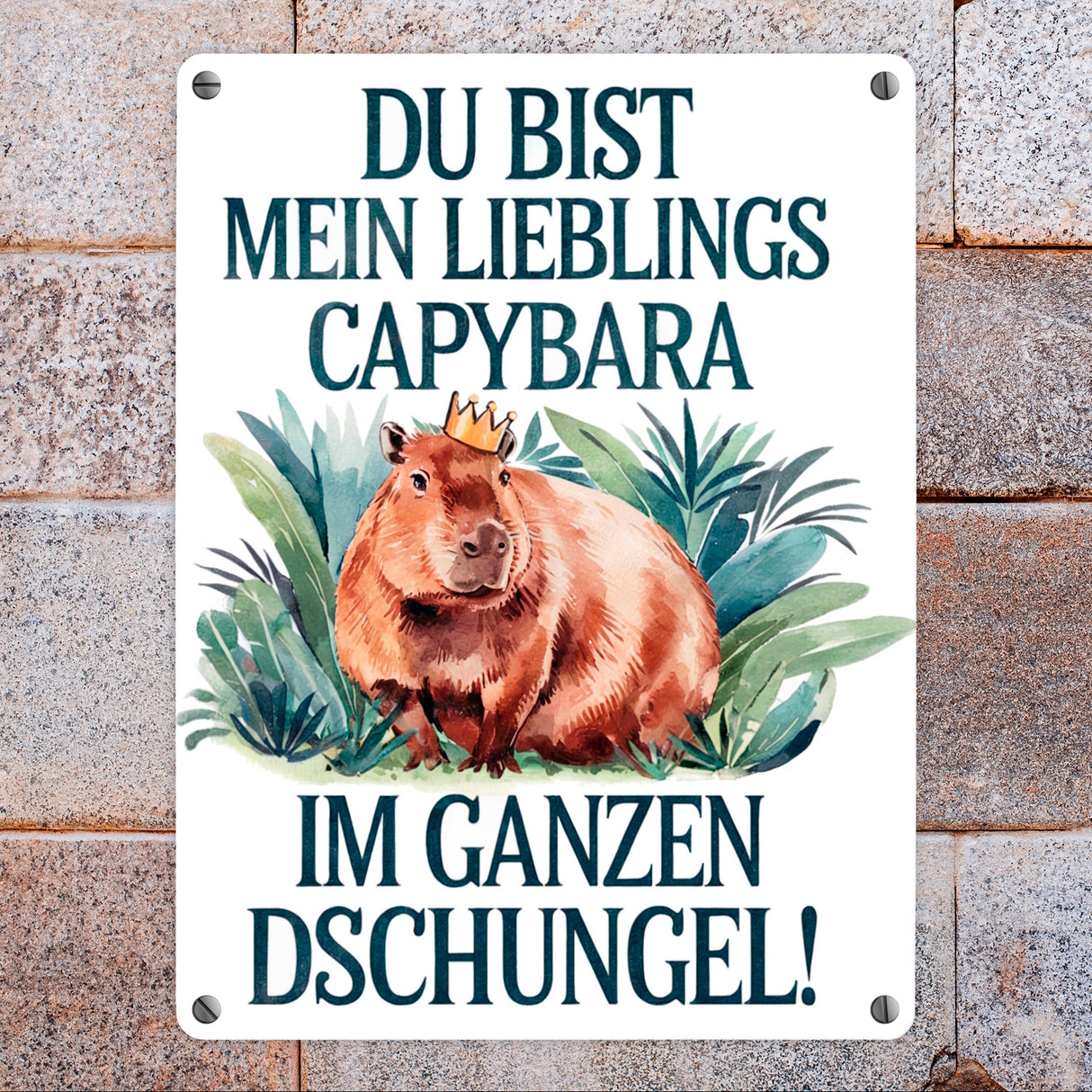 Lieblings Capybara Metallschild in 15x20 cm - Capybara mit Krone
