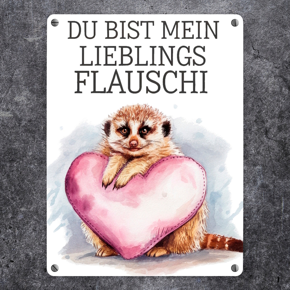 Erdmännchen Lieblings Flauschi Metallschild in 15x20 cm